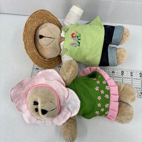 Starbucks Bearista Bear Lot of 2 Flower Gardener 2006 2010 Edition Plush Stuffed - Picture 7 of 12